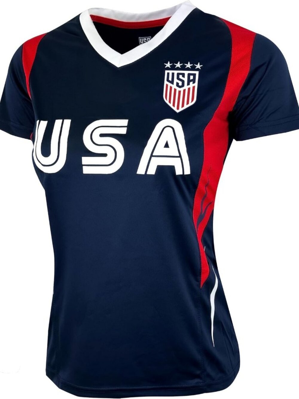 Women's U.S. Soccer Gameday Tee | 4-Star USWNT Football Shirt | Navy, Small